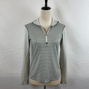 Patagonia Top Women's S White Gray Striped Quarter Zip Long Sleeve